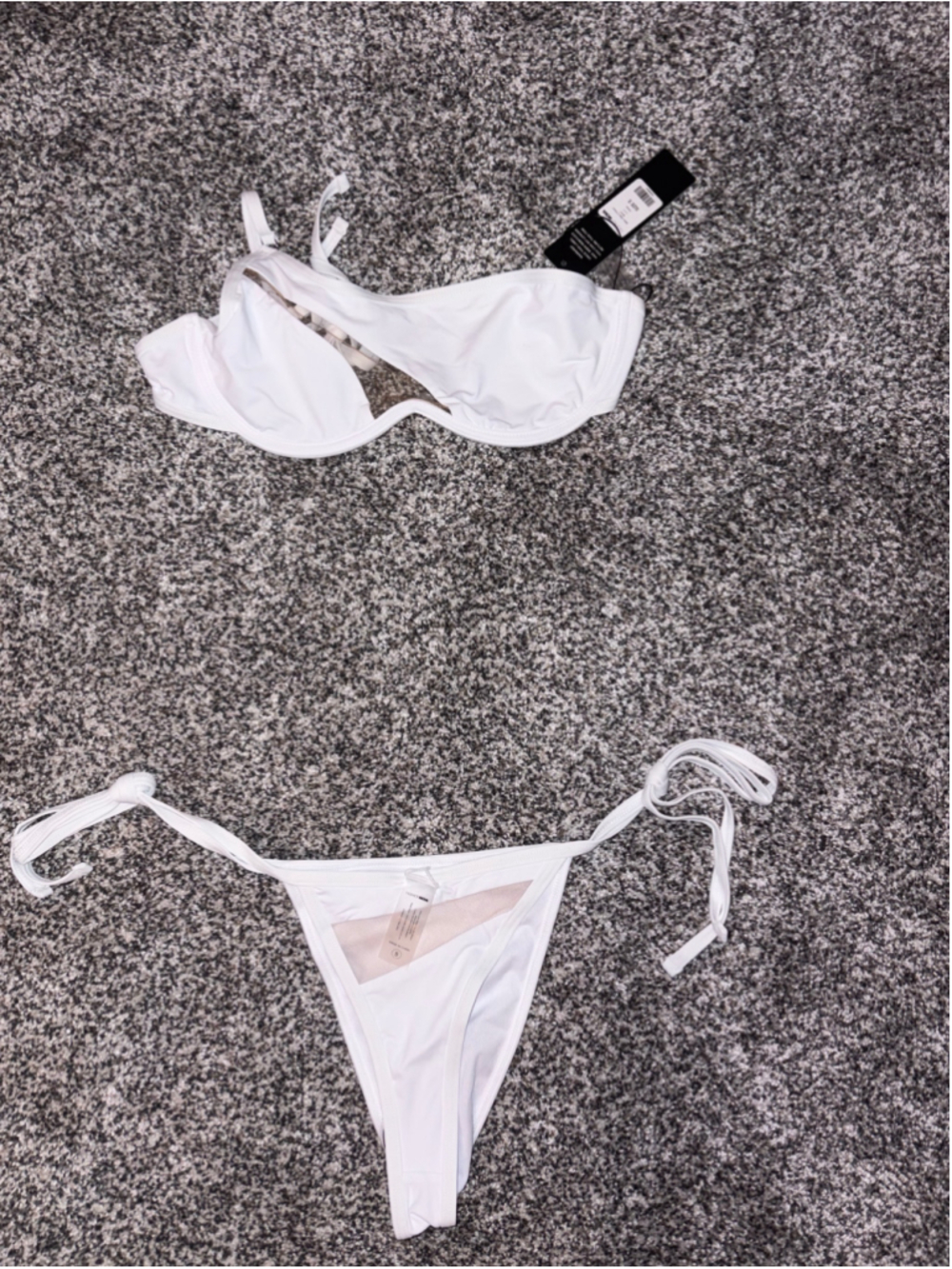 NWT Fashion Nova White with Mesh Bikini Set